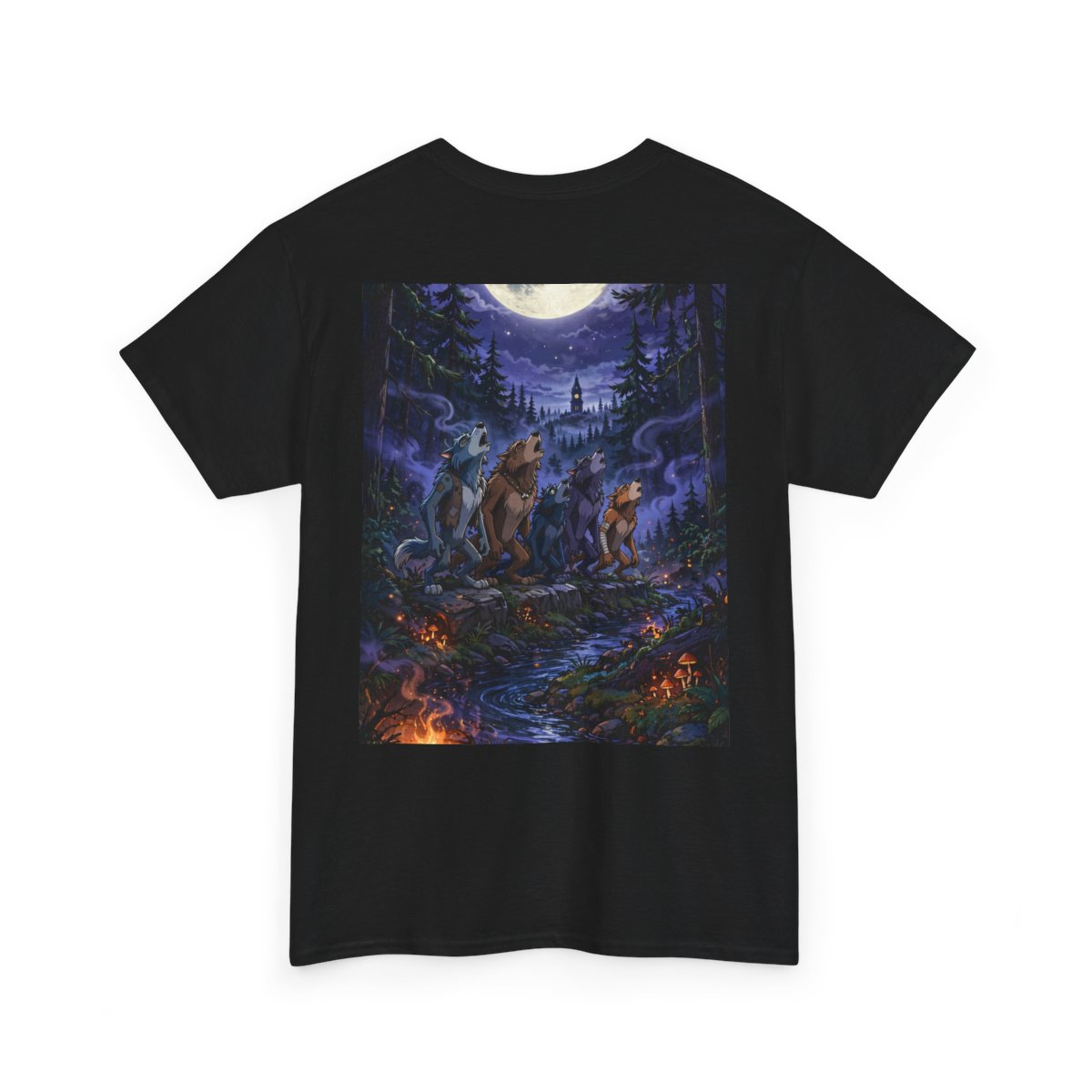 black unisex tee, back view — Denton Texas Halloween back artwork — Design 12