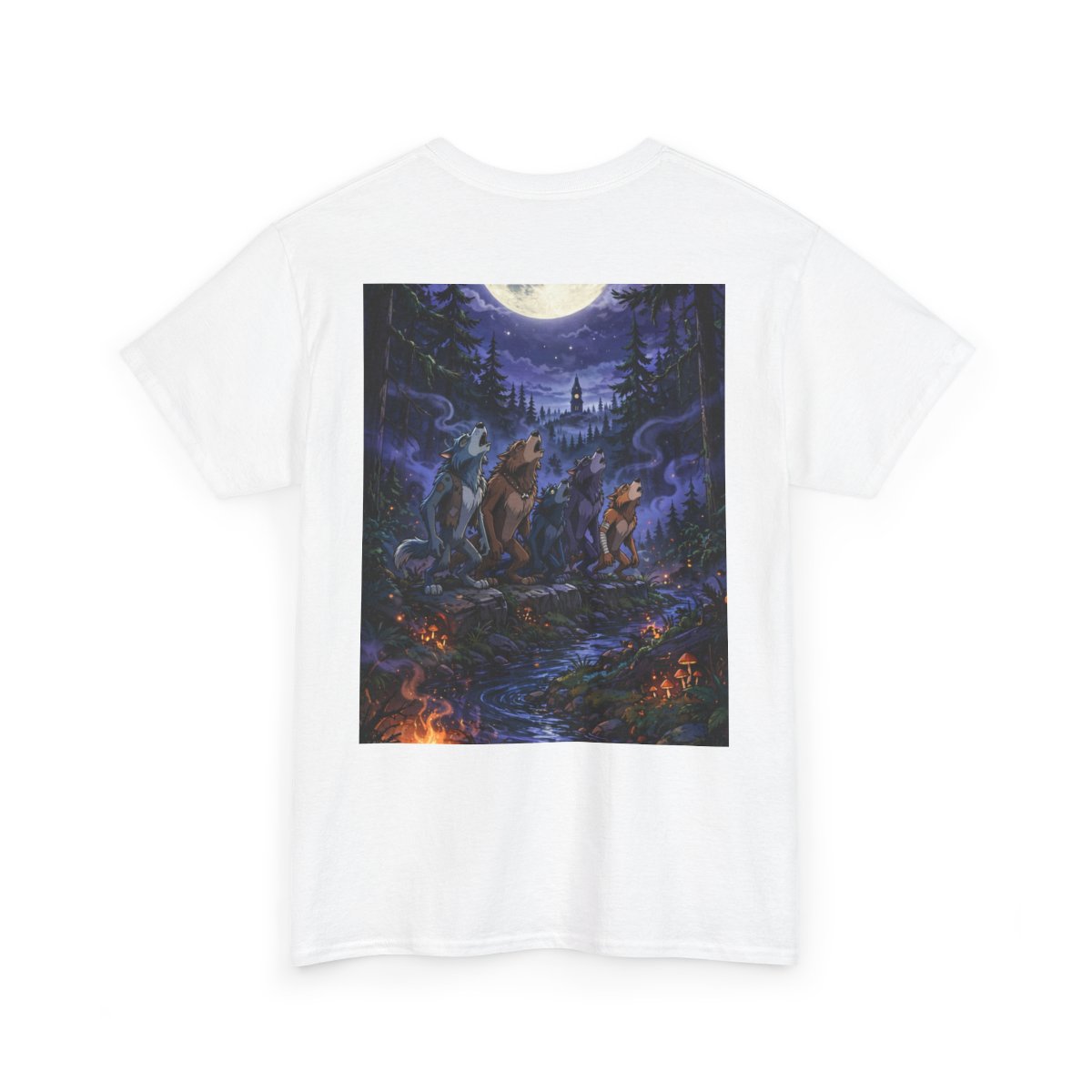 white unisex tee, back view — Denton Texas Halloween back artwork — Design 12
