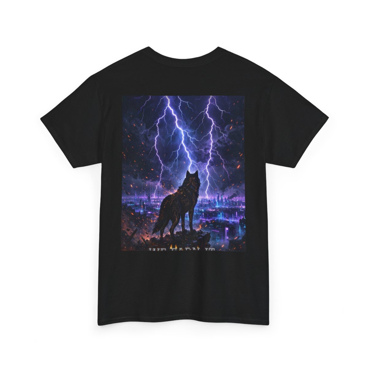 black unisex tee, back view — Digital Wolf Media back artwork — WE EARN IT. THEN WE SHARE IT.