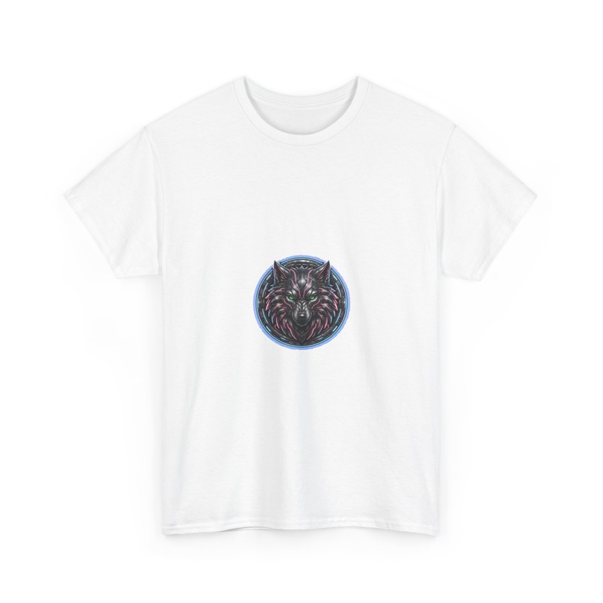 white unisex tee, front view — Lady Wolf mascot emblem on the chest